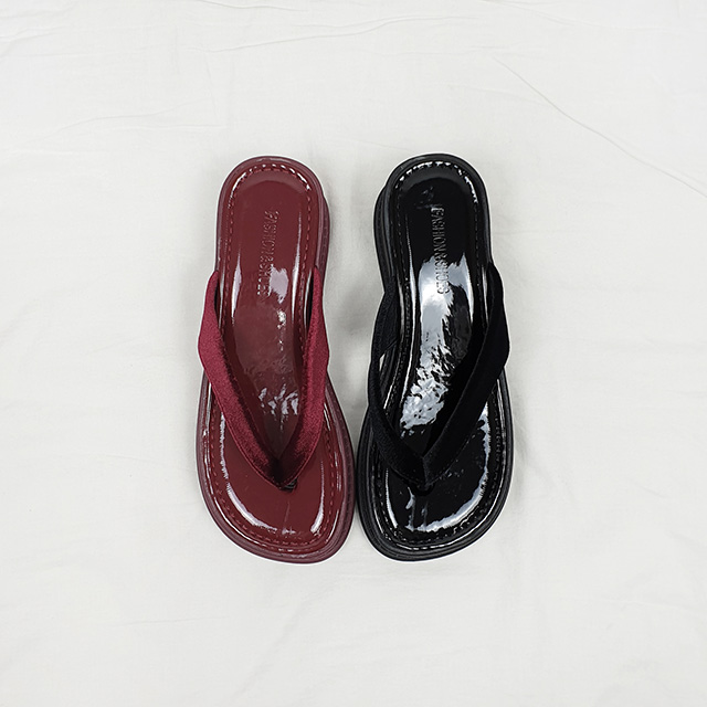 니차 벨벳 스트랩 통굽 키높이 쪼리 슬리퍼 6cm