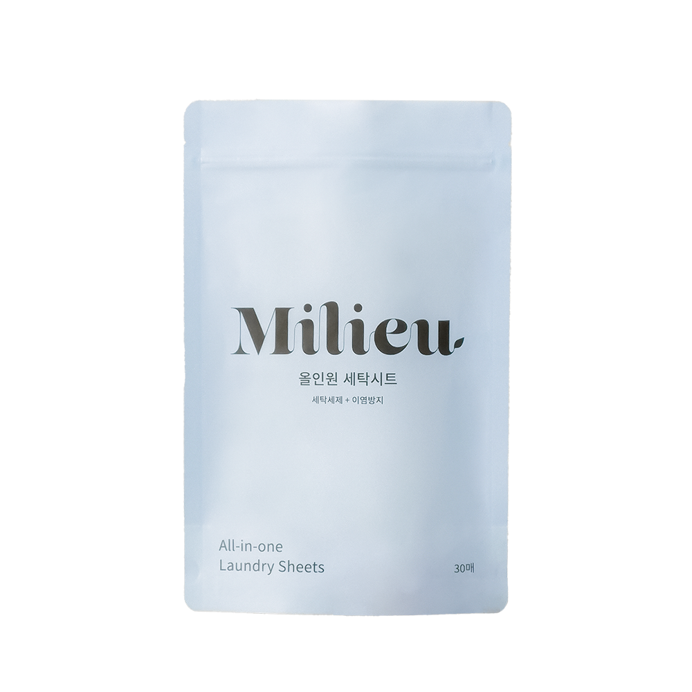 밀리유 올인원 세탁시트(30매) 이염방지 일반 드럼 겸용 세탁세제