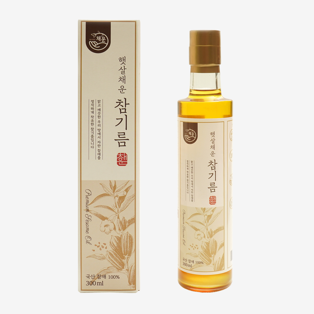 국산 100% 저온압착 햇살채운 참기름 들기름 300ml