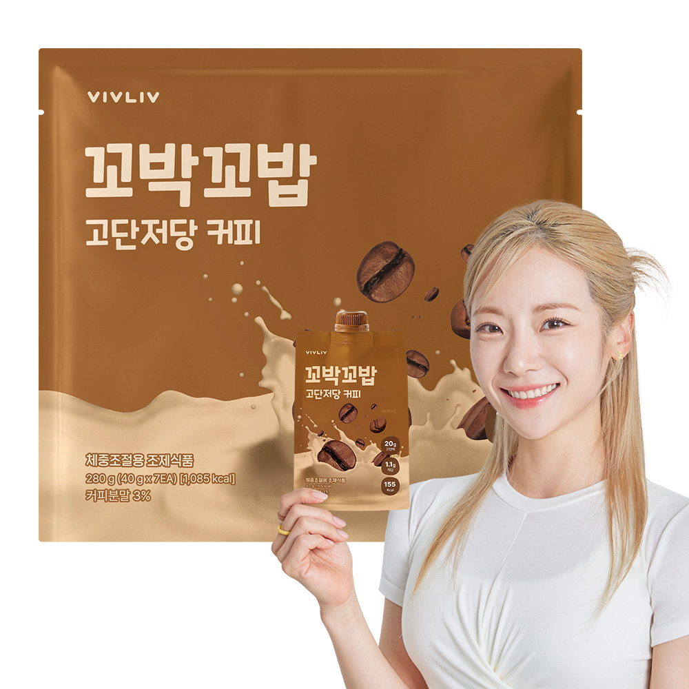 꼬박꼬밥 고단저당 파우치 단백질쉐이크 커피맛, 7포, 1개