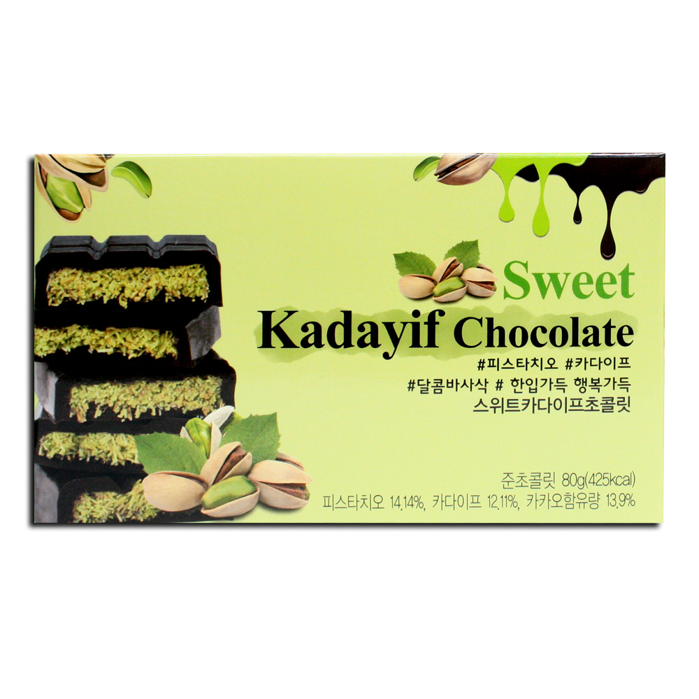 리카 스위트 카다이프 초콜릿 80g 1개 피스타치오 두바이초콜릿 프리미엄 초콜렛 디저트 간식