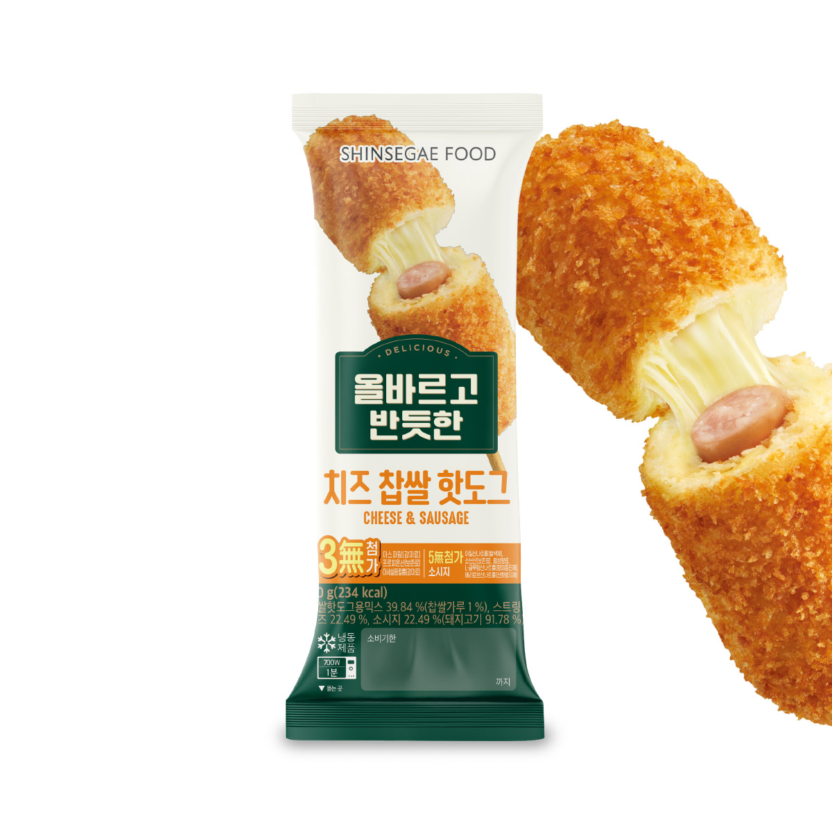 신세계 푸드 올반 치즈 찹쌀 핫도그 80g x 7개 x 2팩