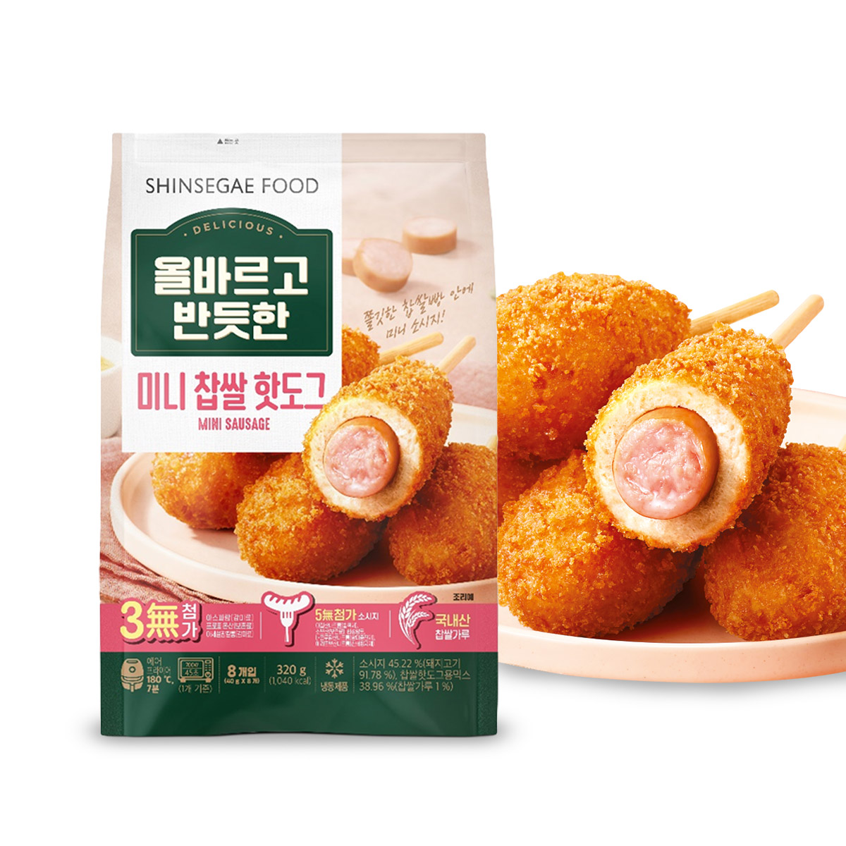 신세계 푸드 올반 미니 찹쌀 핫도그 40g x 8개 x 3팩