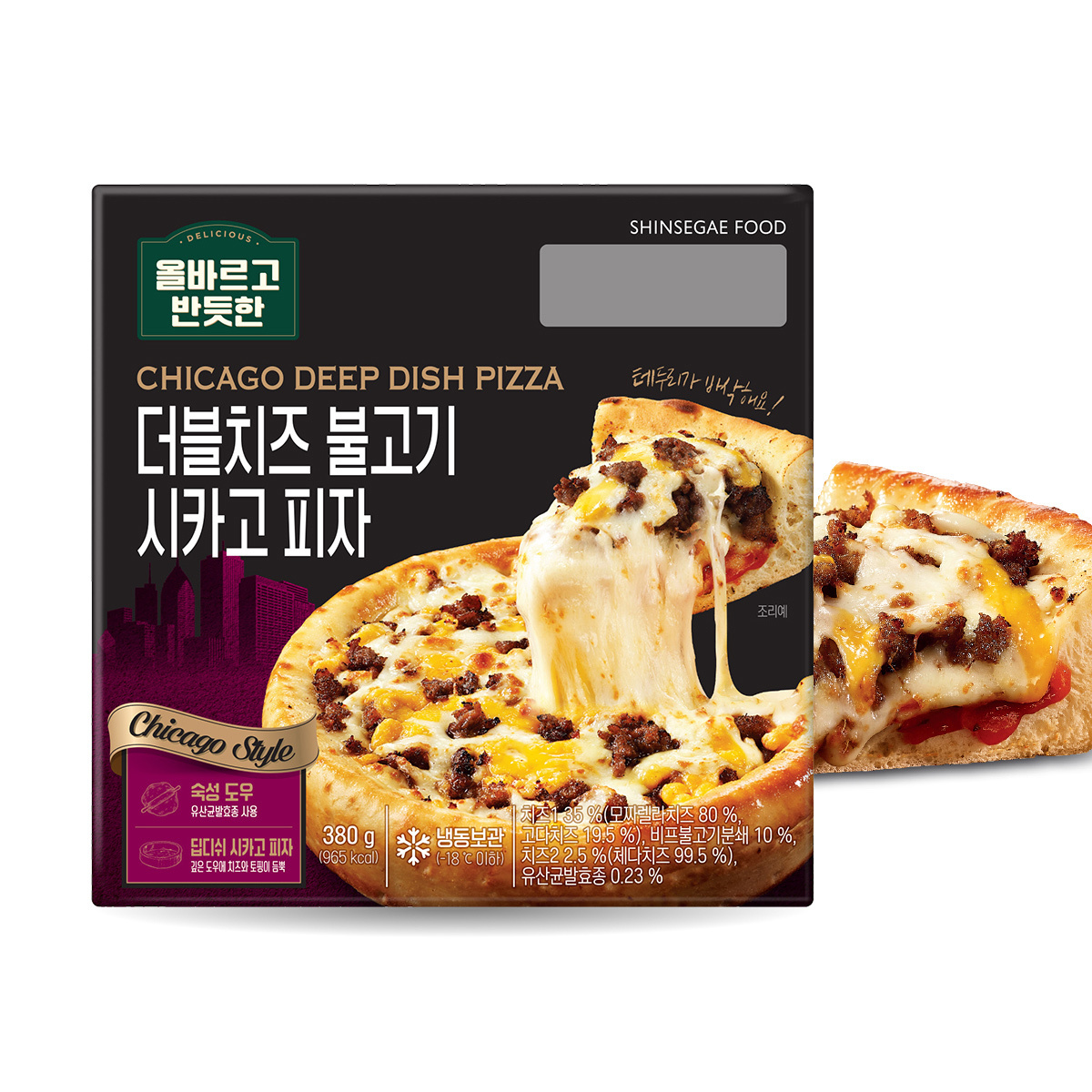신세계 푸드 올반 더블치즈 BBQ 딥디쉬 시카고 피자 380g x 3팩