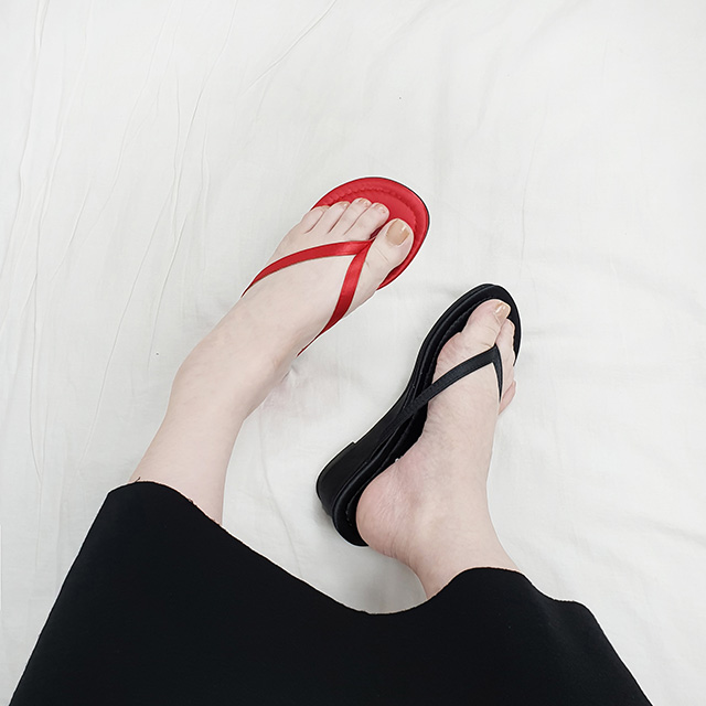 카비 심플 컬러 키높이 통굽 웨지 쪼리 슬리퍼 5cm