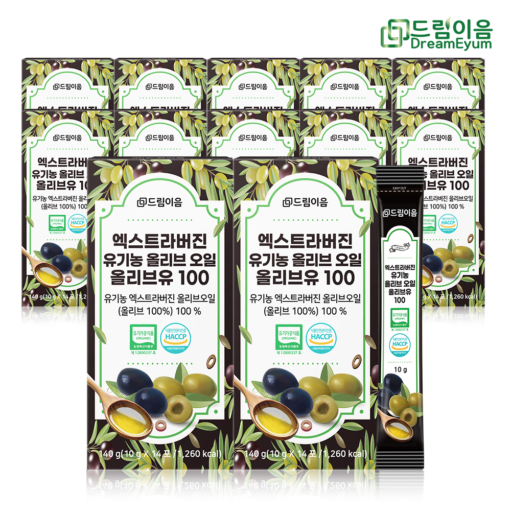 드림이음 엑스트라버진 유기농 올리브오일 스틱 올리브유 100 10g x 14포 12박스 대표이미지 섬네일