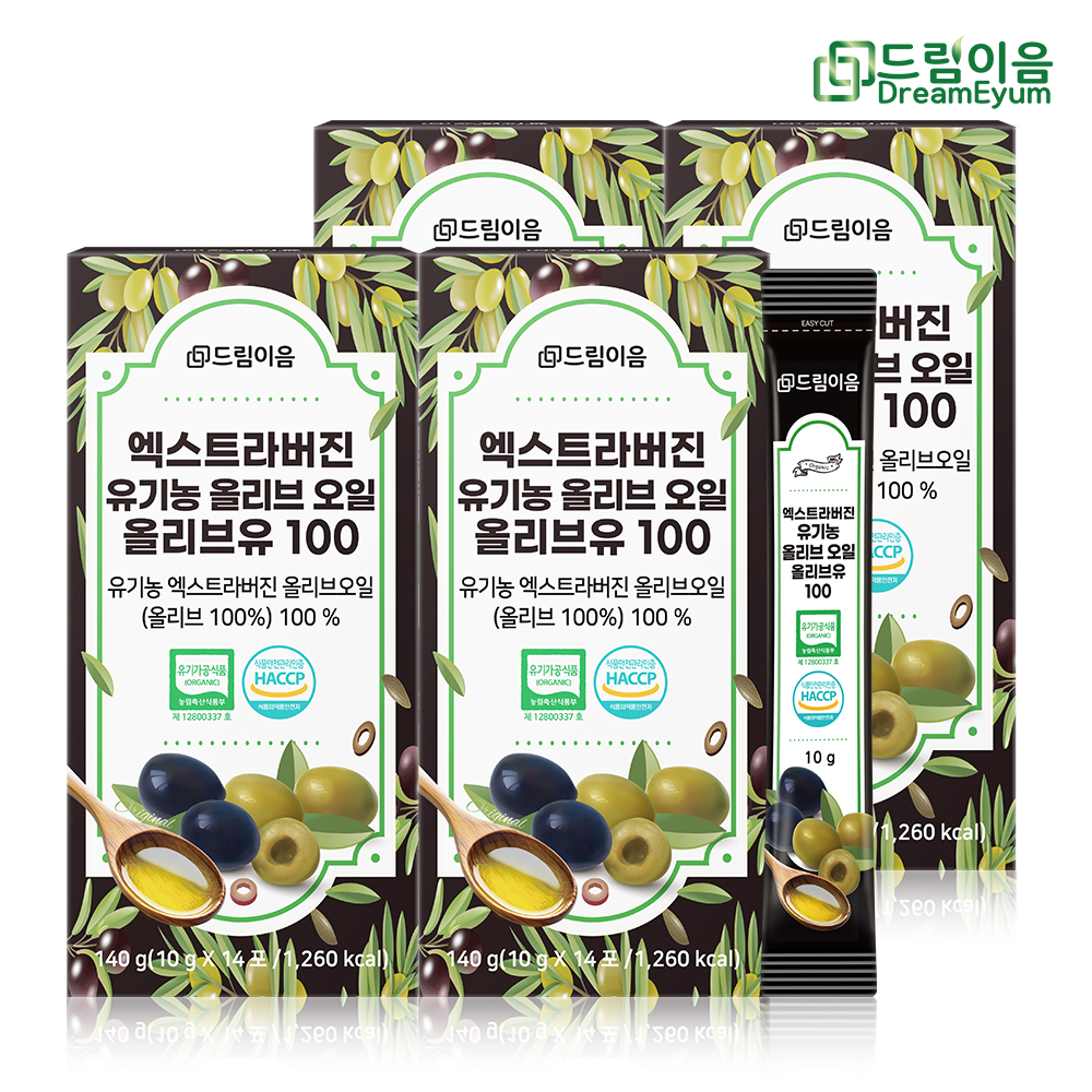 드림이음 엑스트라버진 유기농 올리브오일 스틱 올리브유 100 10g x 14포 4박스 대표이미지 섬네일
