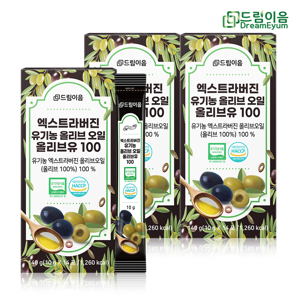 드림이음 엑스트라버진 유기농 올리브오일 스틱 올리브유 100 10g x 14포 3박스 대표이미지 섬네일
