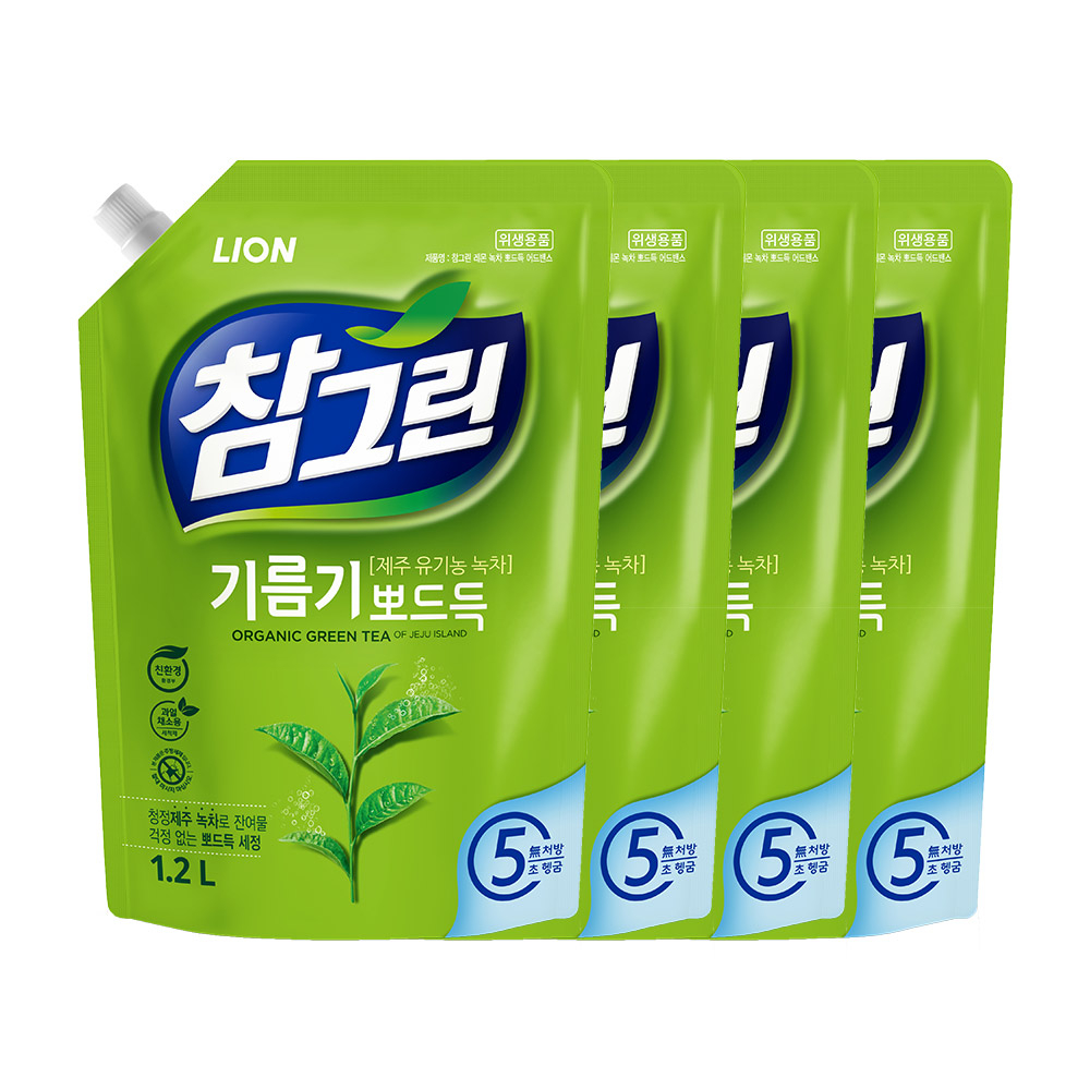 참그린 주방세제 뽀드득 1.2L리필 x4개 (옵션선택)