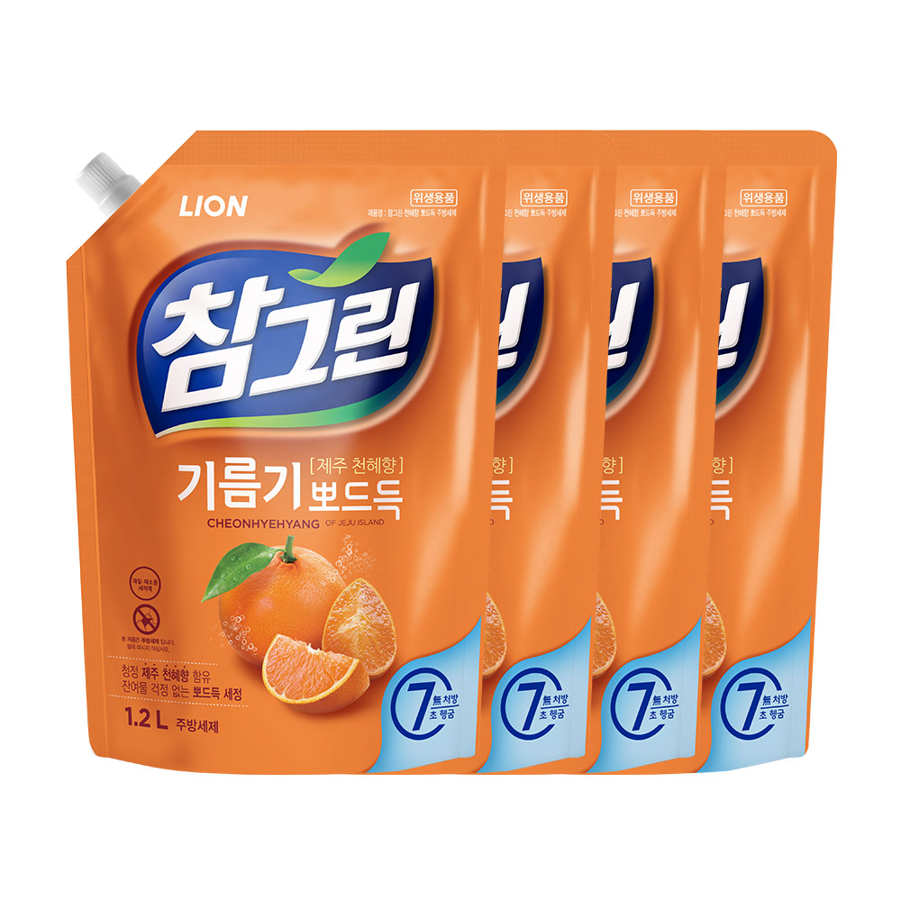 참그린 주방세제 뽀드득 1.2L리필 x4개 (옵션선택)