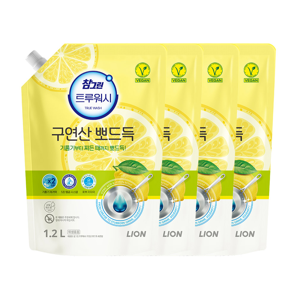 참그린 주방세제 뽀드득 1.2L리필 x4개 (옵션선택) 대표이미지 섬네일