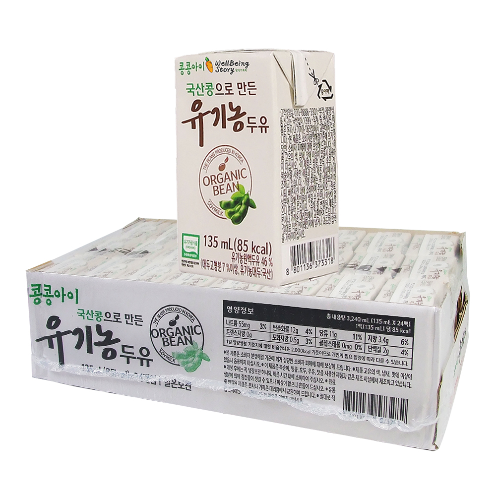콩콩아이 국산콩으로 만든 유기농 콩콩이 두유 non-GMO 135ml 24팩