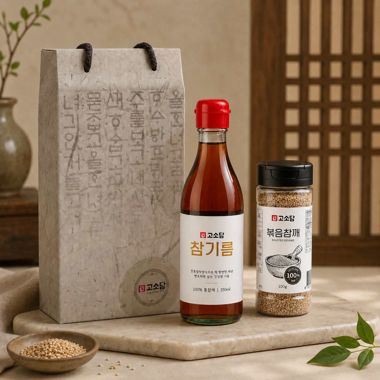 고소담 전통방식 100% 통깨 들깨 참기름 들기름 350ML