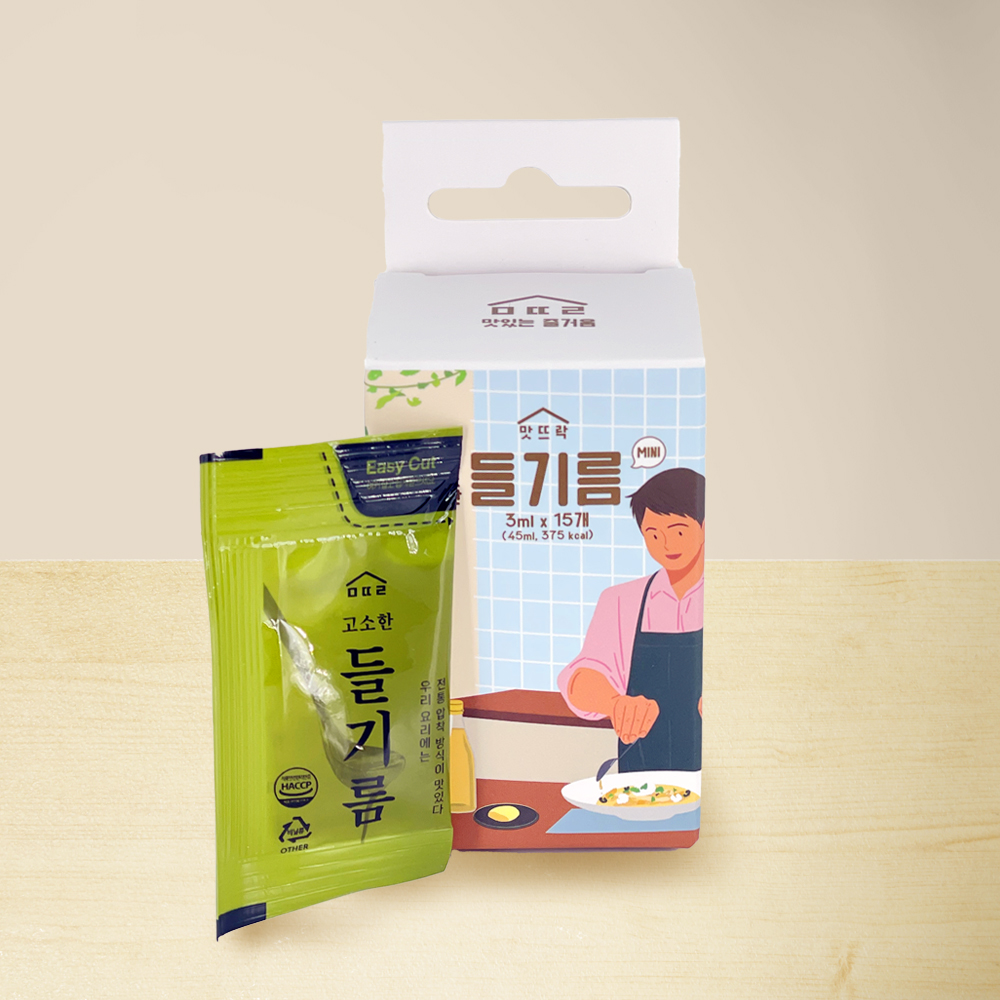 맛뜨락 고소한 미니 일회용 소포장 들기름 3ml 15개