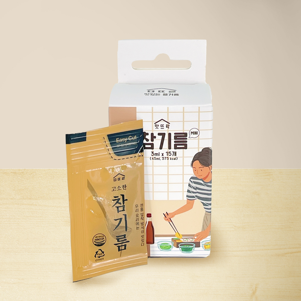 맛뜨락 고소한 미니 일회용 소포장 참기름 3ml 15개