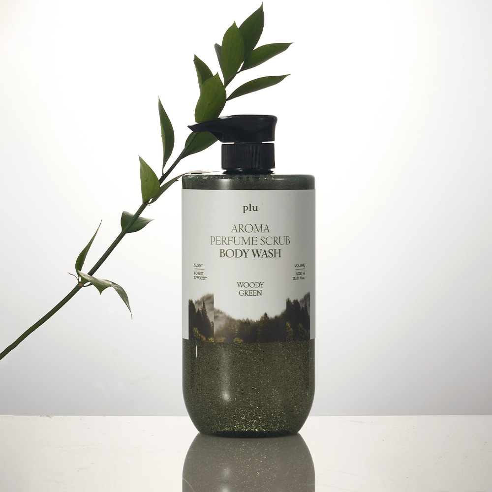 플루 아로마 퍼퓸 스크럽 바디워시 1000ml 우디그린