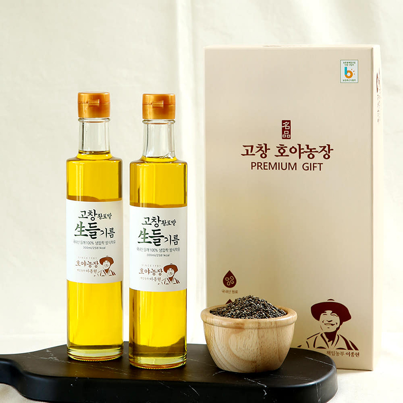 [호야농장] 고창 황토밭 생들기름 300ml 선물세트