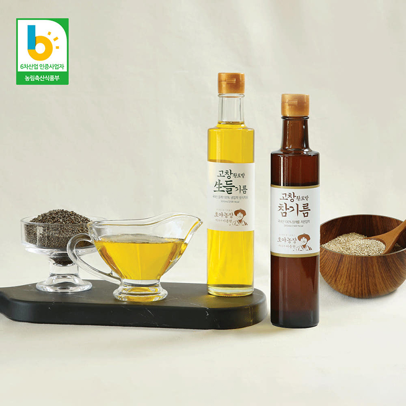 [호야농장] 참기름, 생들기름 300ml 선물세트
