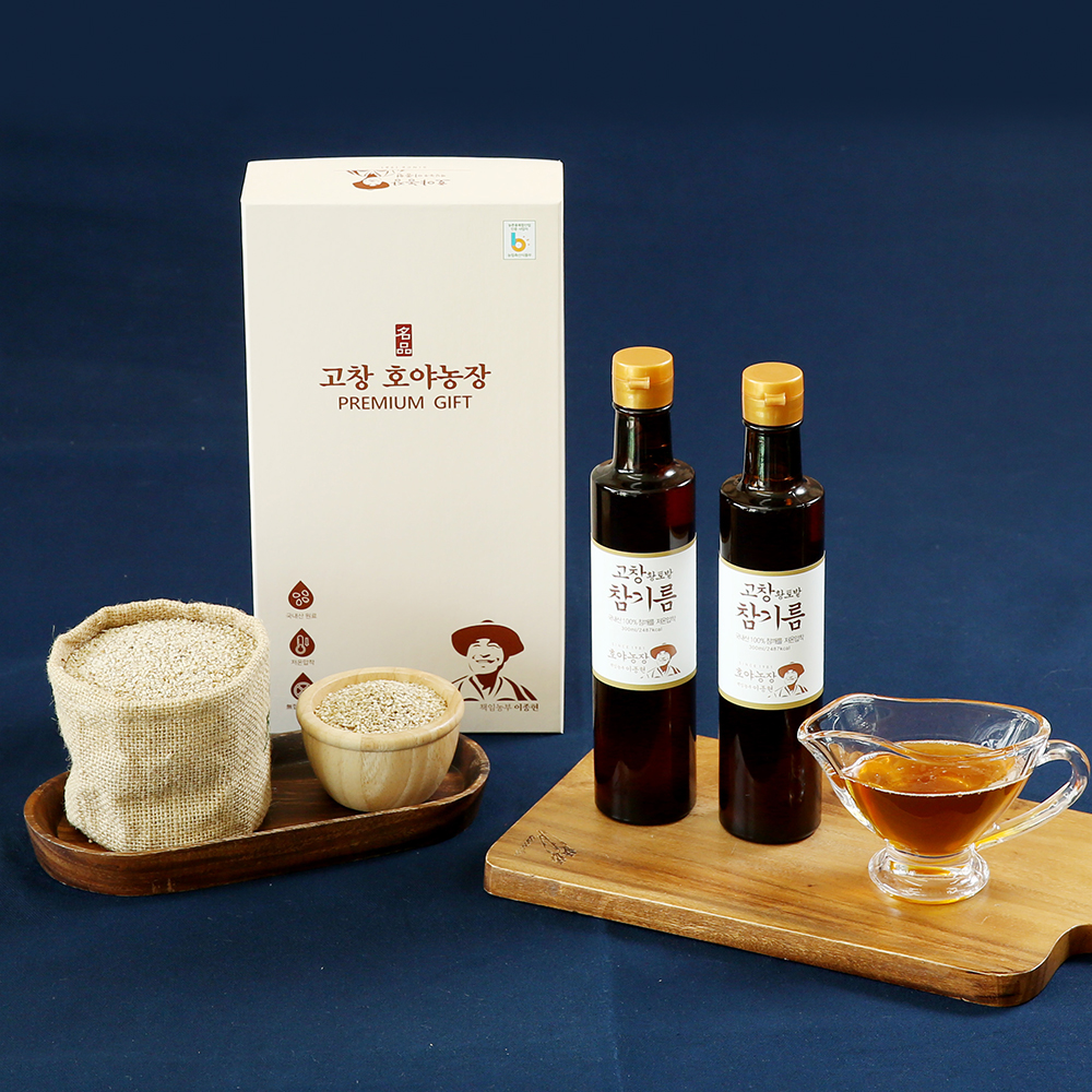 [호야농장] 고창 황토밭 참기름 300ml 선물세트