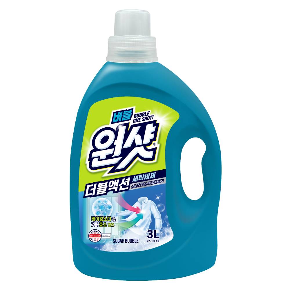 슈가버블 실내건조 버블원샷 더블액션 세탁세제 3L