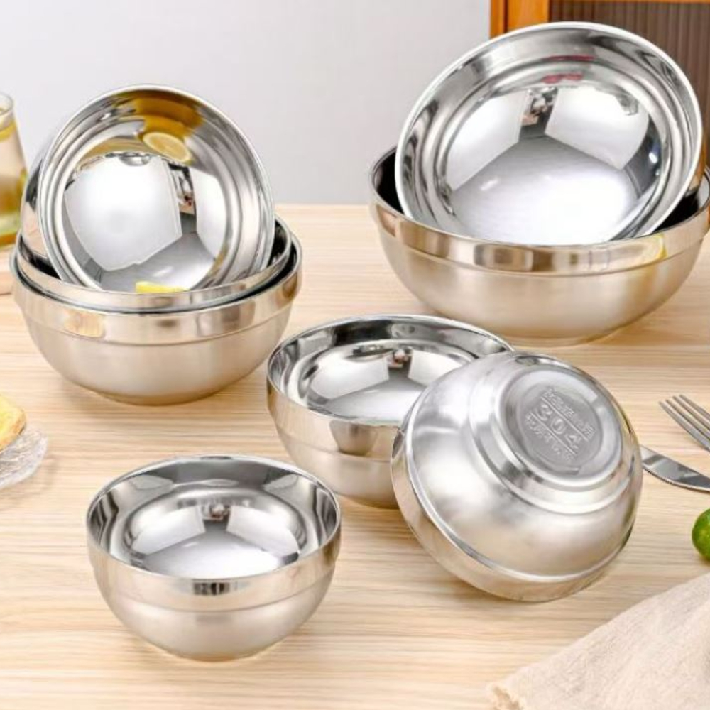 고급 304 올스텐 두꺼운 이중 스텐 냉면그릇 업소용 냉면기 20cm