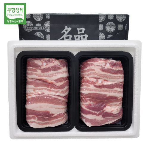 [승혜축산] 무항생제 한돈 삼겹살,목살 1kg 선물세트(냉장)