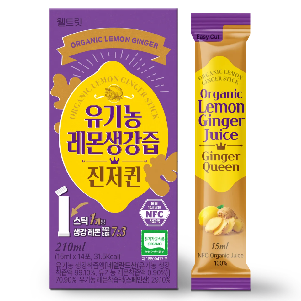 유기농 레몬생강즙 진저퀸 NFC 착즙 1박스