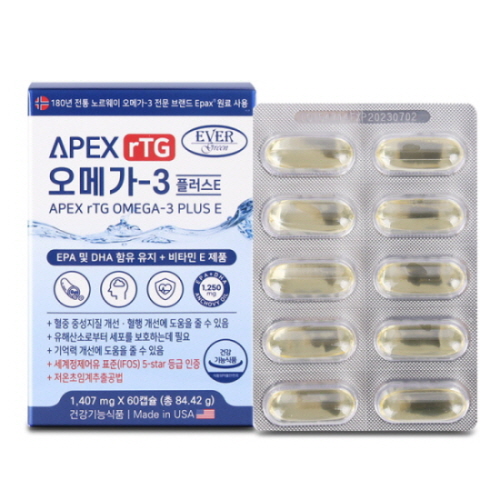 [에버그린] 에이펙스 알티지 오메가-3 비타민E (1,407mg*60캡슐)