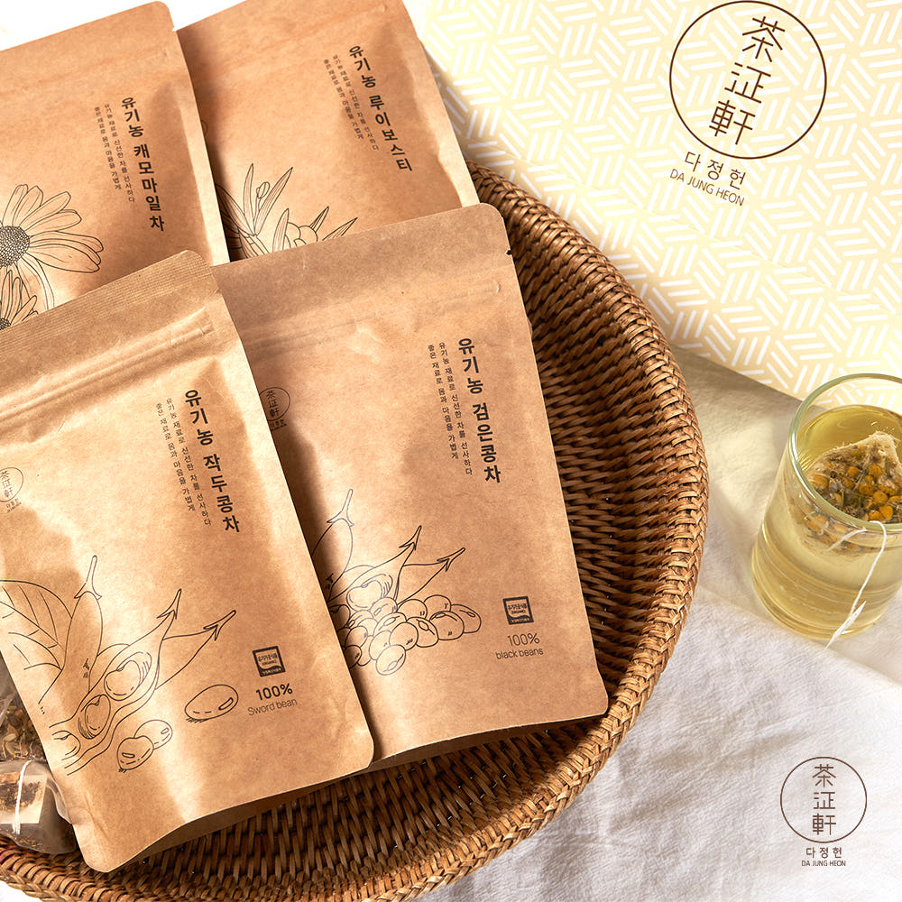 (무료배송) 유기농 부모님 허브차 전통차 선물세트 4봉 (쇼핑백+메세지 카드 포함)