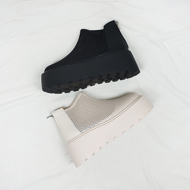 이타 메쉬 키높이 여름 망사 통굽 숏 앵클 부츠 7cm