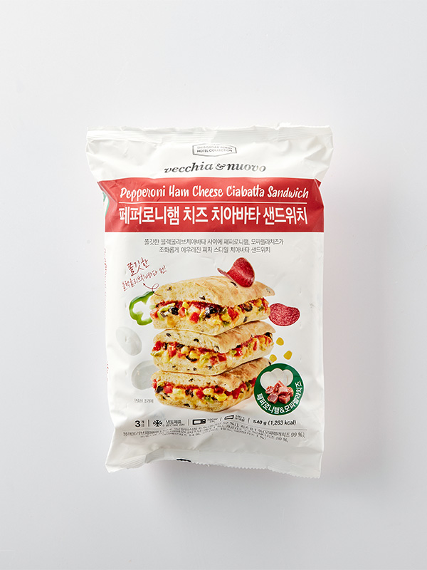 베키아에누보 페퍼로니햄치즈 치아바타 샌드위치 (540g/3개입)
