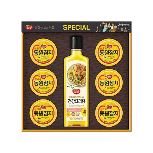 [동원선물세트] 스페셜 O-86호 (라이트스탠다드참치 90g 6캔+건강요리유 480ml 1병)