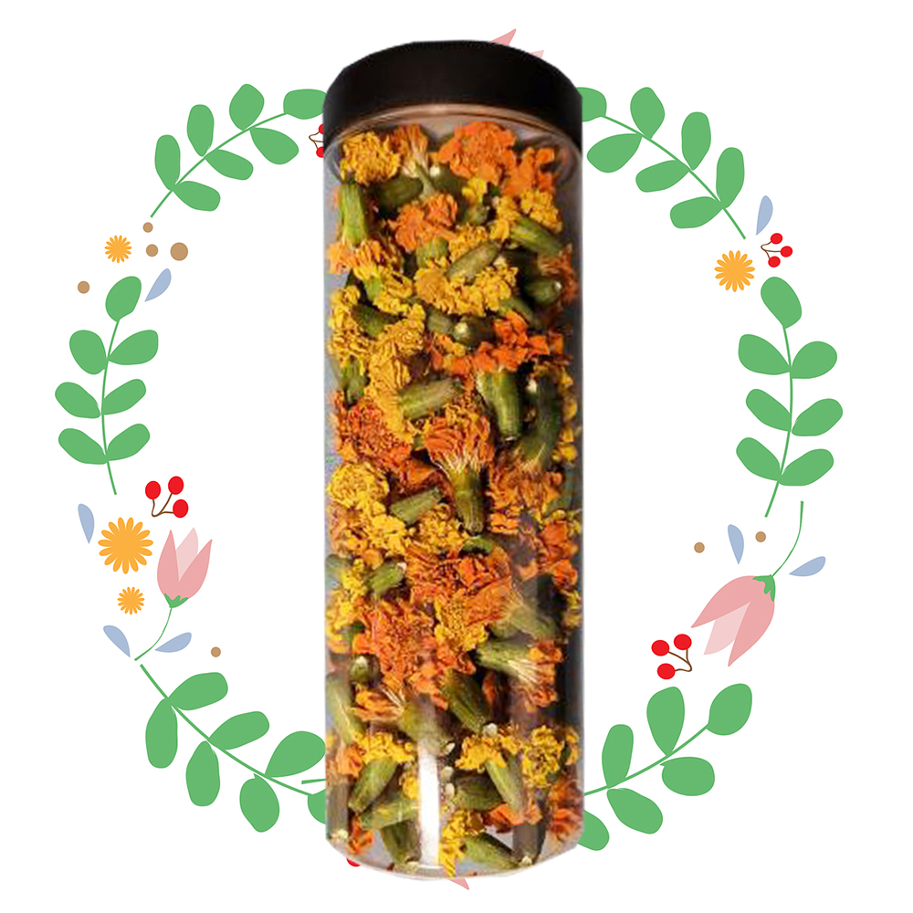 무농약으로 재배한 메리골드만을 건조해 만든 메리골드 꽃차