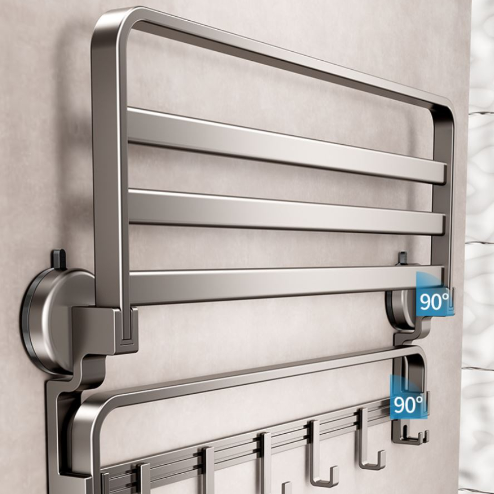 무타공 화장실 욕실선반 수건걸이 흡착식 벽선반 다크그레이 60cm