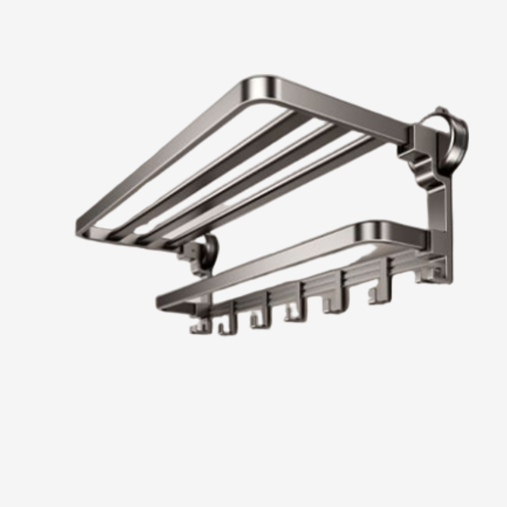 무타공 화장실 욕실선반 수건걸이 흡착식 벽선반 다크그레이 60cm