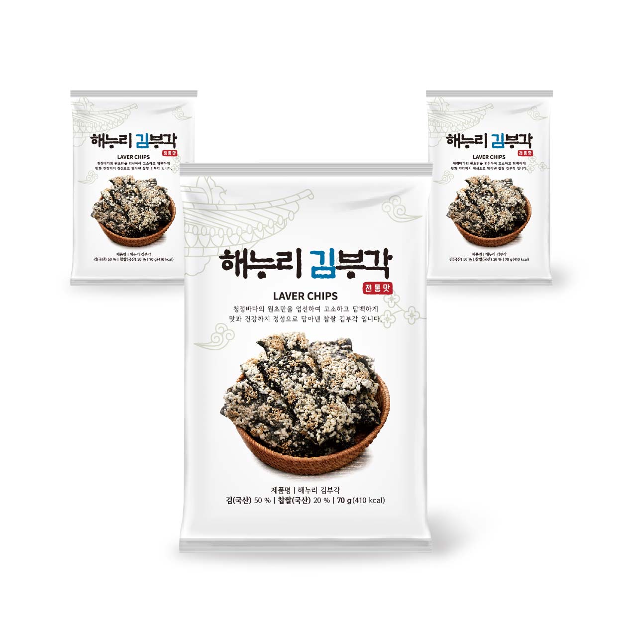 [할인행사] 해누리 전통맛 수제 찹쌀 영양 김부각 3봉 세트 /[화사/남원김부각] 바삭바삭,고소한맛,담백한맛