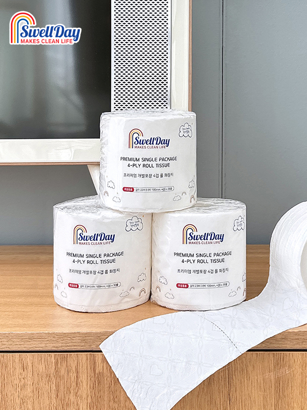 스웰데이 개별포장 천연펄프 4겹 화장지 (23M 12롤)