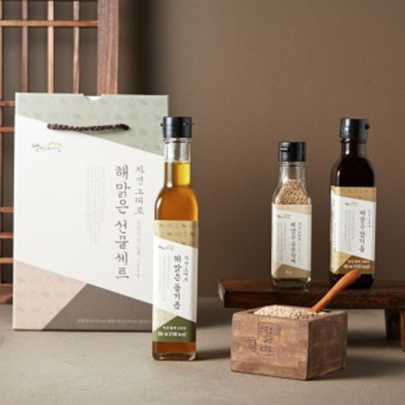 [뚱딴지마을] 기름선물세트 해맑은선물세트(들기름250ml, 참기름180ml, 볶음참깨54g)