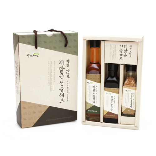 [뚱딴지마을] 기름선물세트 해맑은선물세트(들기름250ml, 참기름180ml, 볶음참깨54g)