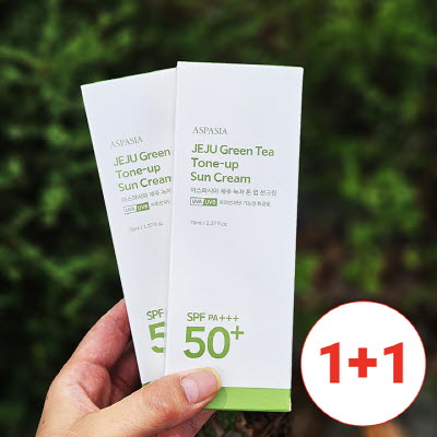 [아스파시아] 제주 그린티 톤업 선크림 70ml 1+1 대표이미지 섬네일