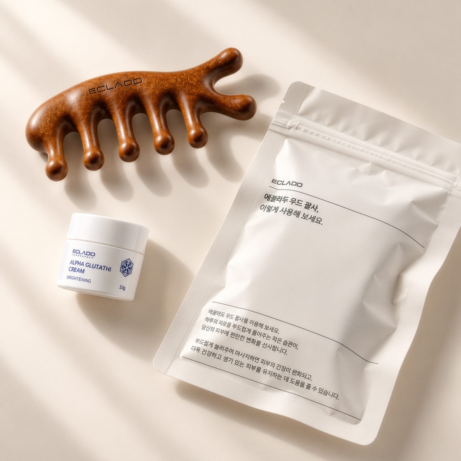 [페이스&두피&림프순환 셀프경락] 에끌라두 골든 샌달우드 괄사
