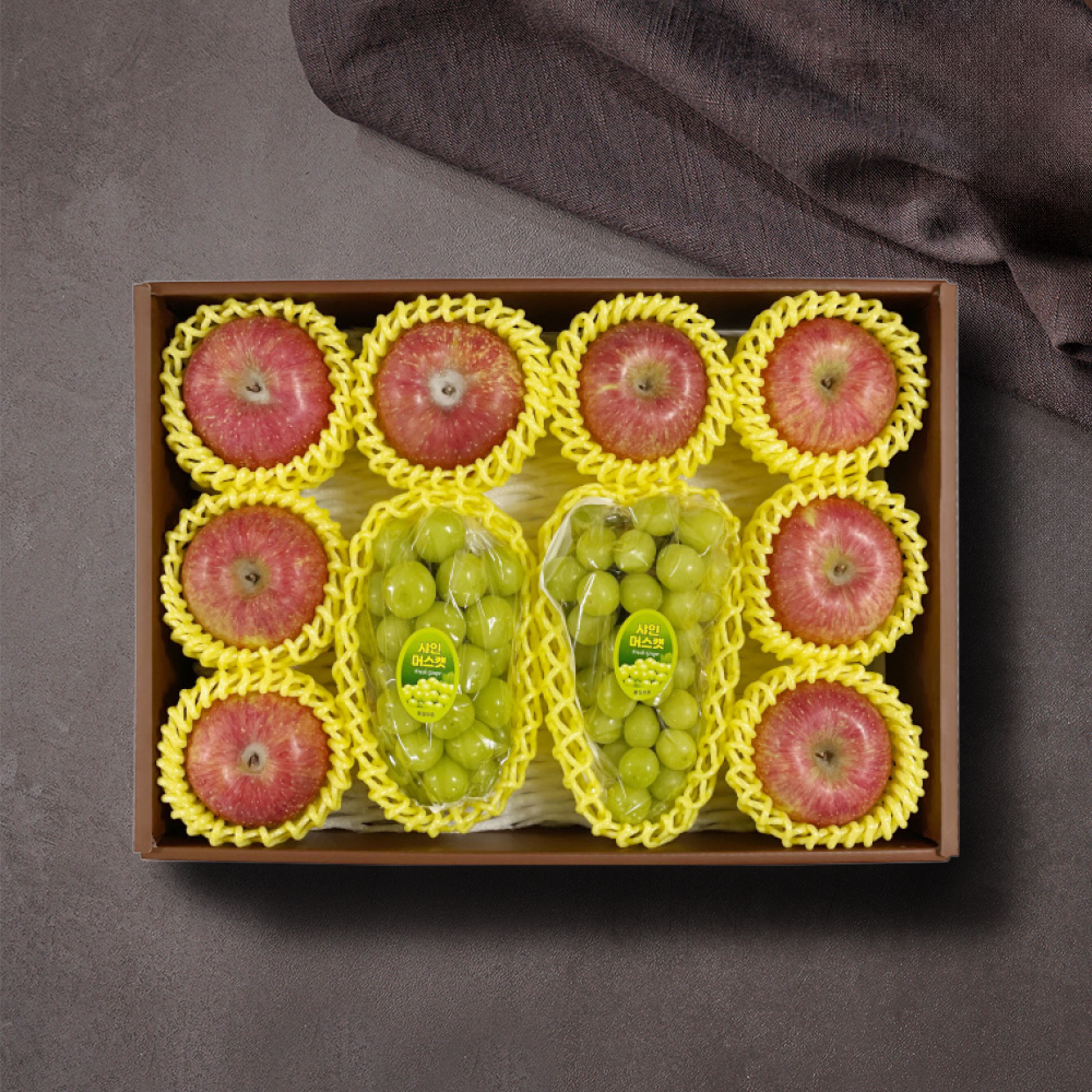 제철진미 샤인머스캣&사과 프리미엄 혼합세트 4kg (사과 8과내, 샤인머스캣 2수) 고급포장 대표이미지 섬네일