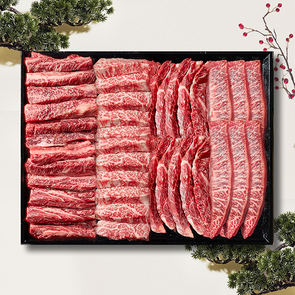 [예담우] 1++등급 한우구이 선물 예담연세트 1kg(갈비살250g+토시살250g+업진살250g+부채살250g)