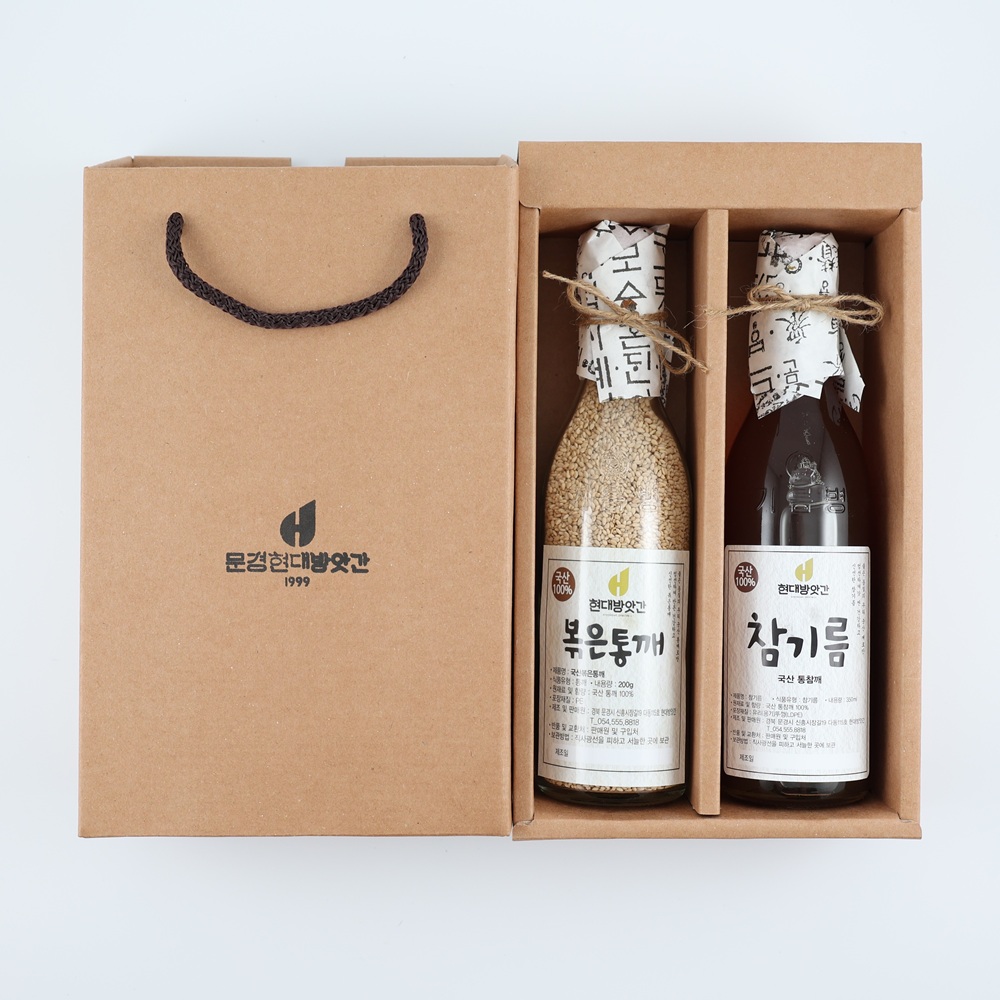 100% 국산 참기름 볶은참깨 2구 선물세트 350ml