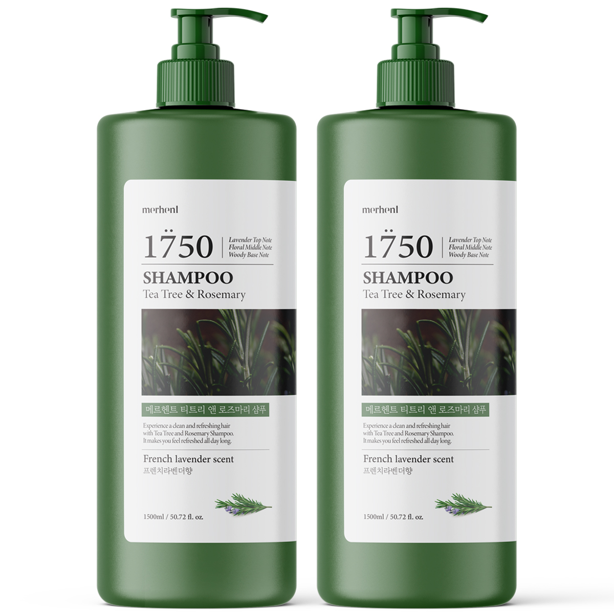 [1+1] 메르헨트 티트리 로즈마리 대용량 샴푸 1500ml 약산성 퍼퓸 두피 미용실 향기좋은