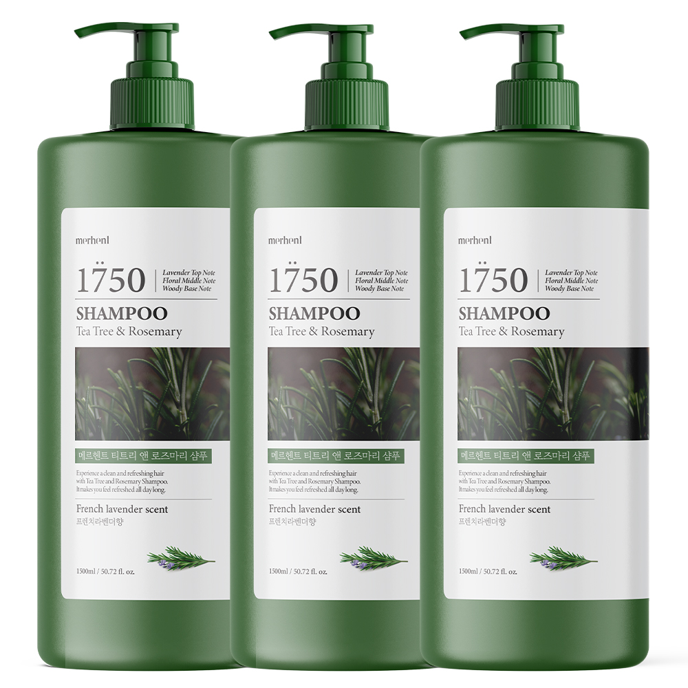 [1+1+1] 메르헨트 티트리 로즈마리 대용량 샴푸 1500ml 약산성 퍼퓸 두피 미용실 향기좋은 대표이미지 섬네일