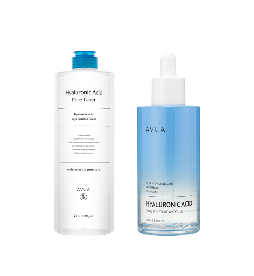 [1+1수분기획세트] 아브카 저분자 히알루론산 대용량 모공 토너 1000ml + 트루 모이스춰 저분자 히알루론산 앰플 100ml