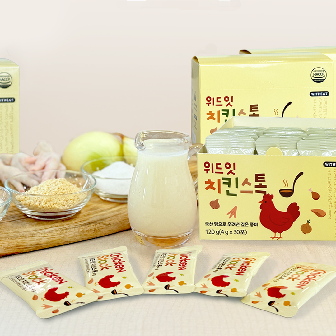 위드잇 치킨스톡 4g x 30개입, 무항생제 닭 육수 분말