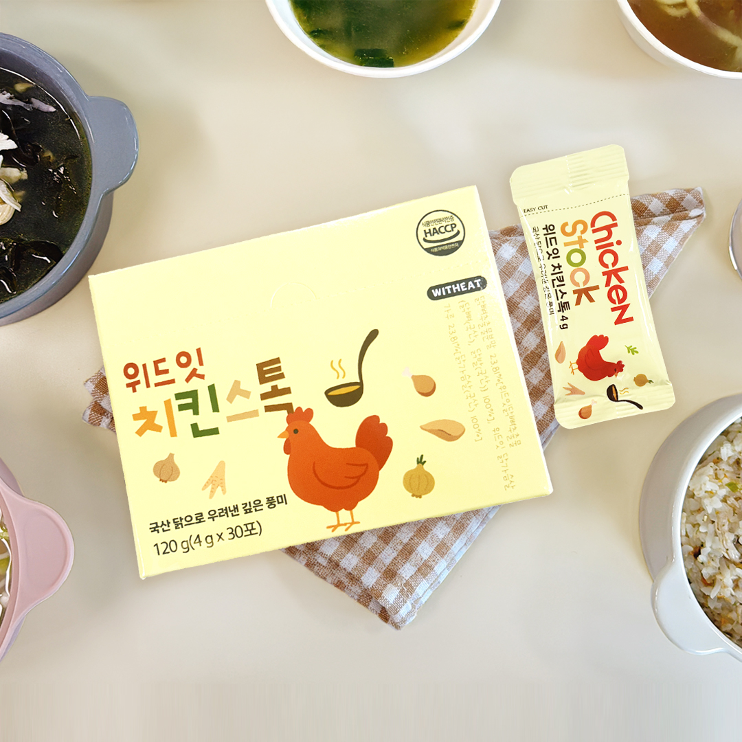 위드잇 치킨스톡 4g x 30개입, 무항생제 닭 육수 분말