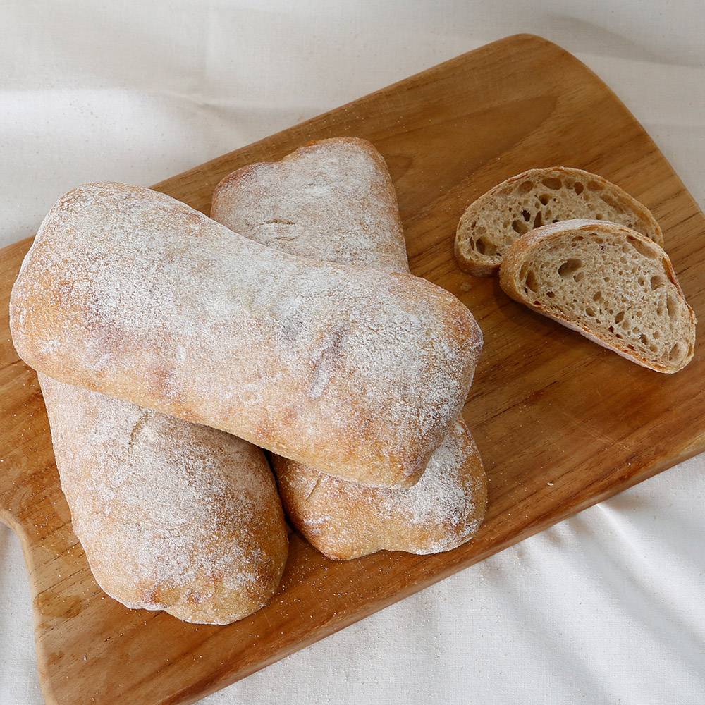 통밀 치아바타 우리밀 천연발효 비건 건강 샌드위치 빵 200g